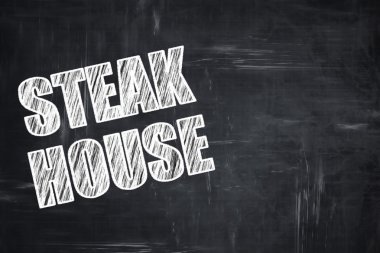 Kara tahta arka plan ile tebeşir harfler: lezzetli biftek işareti