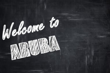Tebeşir harfleri ile Chalkboard arka plan: Aruba hoş geldiniz