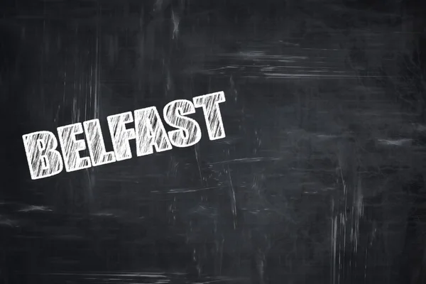 Chalkboard fundo com giz letras: belfast — Fotografia de Stock