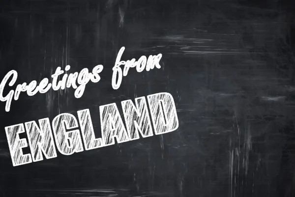 Chalkboard background with chalk letters: Greetings from england — Stock Photo, Image