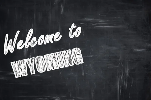 Chalkboard fundo com giz letras: Bem-vindo ao wyoming — Fotografia de Stock