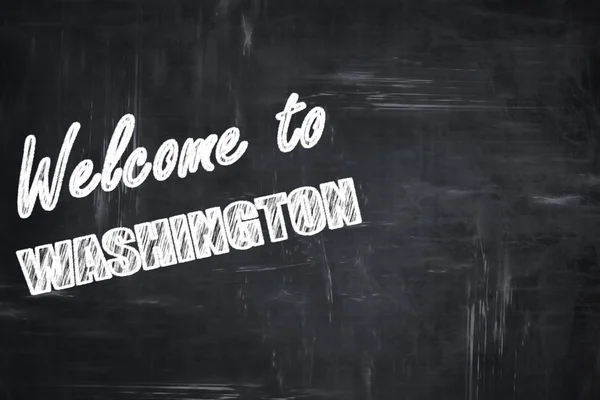 Schoolbord achtergrond met krijt letters: Welkom in Washington — Stockfoto