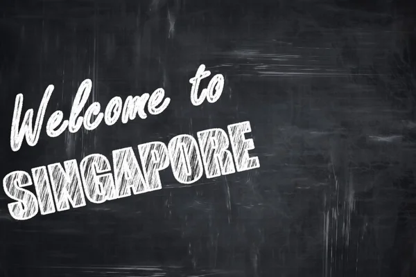 Μαυροπίνακας φόντο με κιμωλία γράμματα: Καλώς ήλθατε στη Σιγκαπούρη — Φωτογραφία Αρχείου