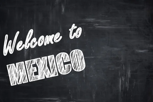 Fondo pizarra con letras de tiza: Bienvenido a México — Foto de Stock