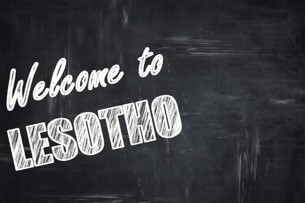 Chalkboard background with chalk letters: Welcome to lesotho