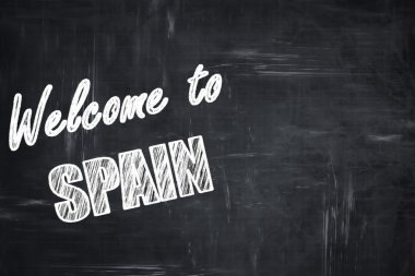 Tebeşir harfleri ile Chalkboard arka plan: İspanya hoş geldiniz