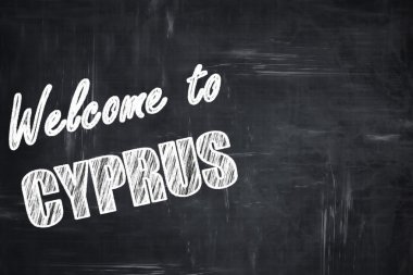 Tebeşir harfleri ile Chalkboard arka plan: Kıbrıs hoş geldiniz