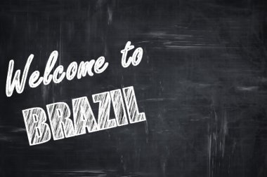 Tebeşir harfleri ile Chalkboard arka plan: Brezilya hoş geldiniz