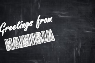 Kara tahta arka plan ile tebeşir harfler: Namibya selamlar