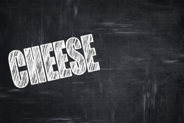 Kara tahta arka plan ile tebeşir harfler: lezzetli peynir işareti