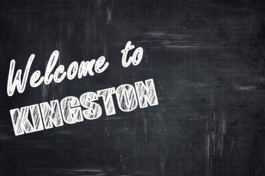 Kara tahta arka plan ile tebeşir harfler: kingston hoş geldiniz