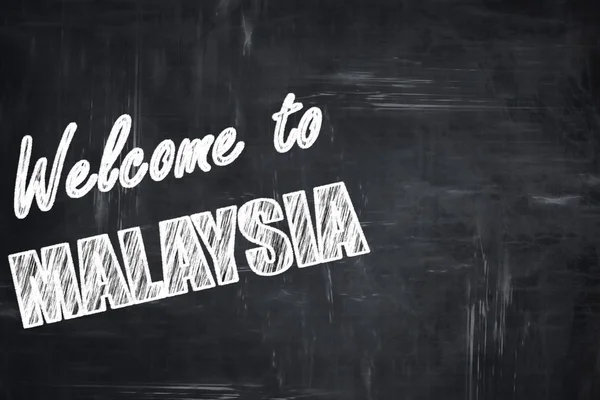 Chalkboard fundo com letras de giz: Bem-vindo ao malaysia — Fotografia de Stock