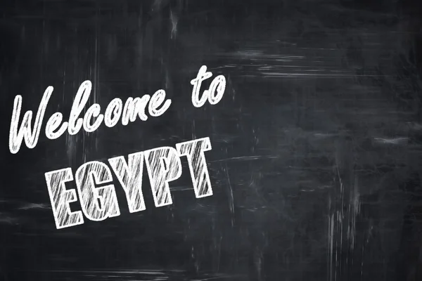 Μαυροπίνακας φόντο με κιμωλία γράμματα: Καλώς ήλθατε στην Αίγυπτο — Φωτογραφία Αρχείου