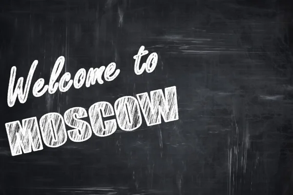 Chalkboard fundo com giz letras: Bem-vindo ao moscow — Fotografia de Stock