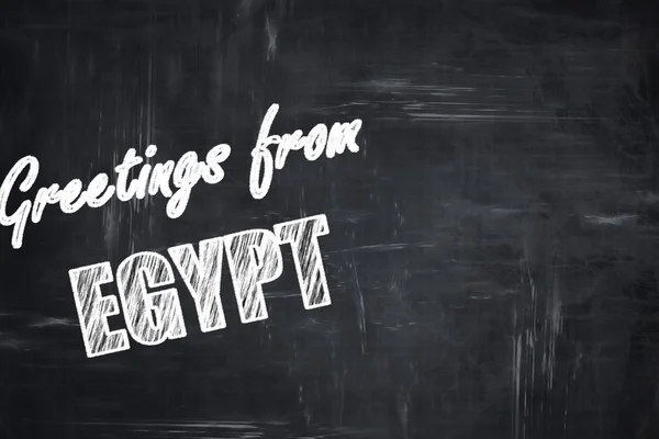 Schoolbord achtergrond met krijt letters: groeten uit Egypte — Stockfoto