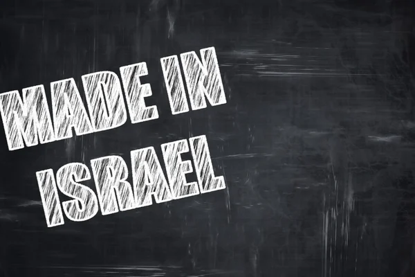 Sfondo lavagna con lettere in gesso: Made in israel — Foto Stock