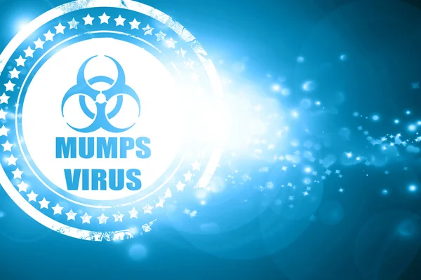 Niebieski znaczek na tle błyszczące: Świnka wirus koncepcja backg — Zdjęcie stockowe