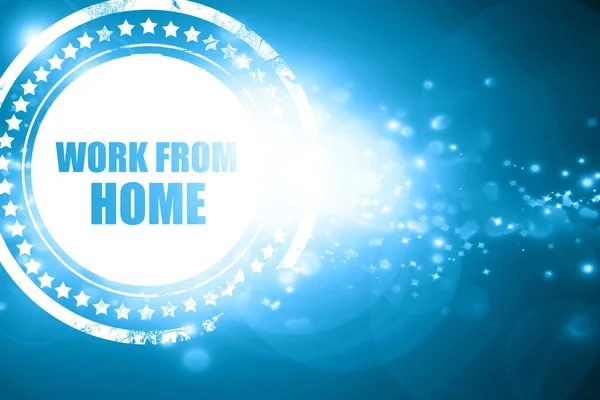 Niebieski znaczek na tle błyszczące: praca w domu — Zdjęcie stockowe