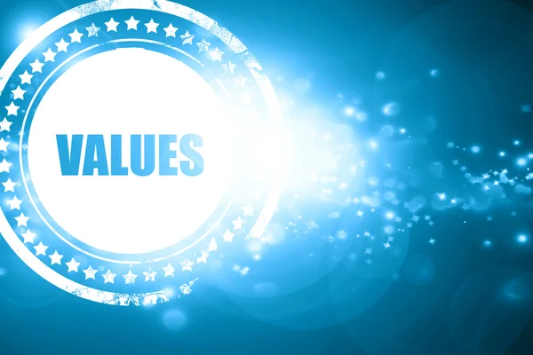 Blue stamp on a glittering background: values — Stock Photo, Image