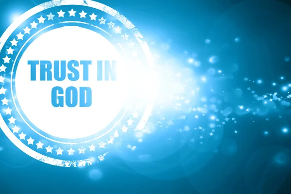 Синя марка на блискучому фоні: довіра до бога — стокове фото
