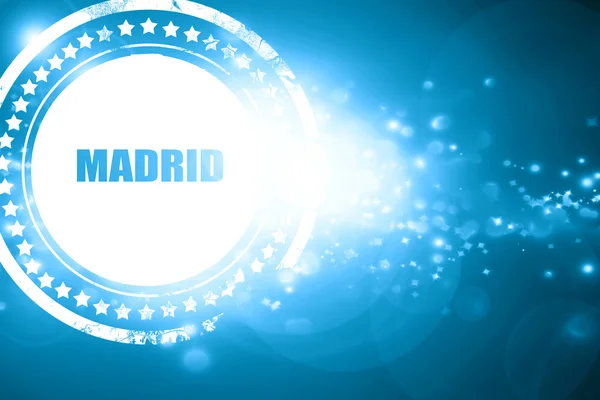 Blaue Marke auf glitzerndem Hintergrund: Madrid — Stockfoto