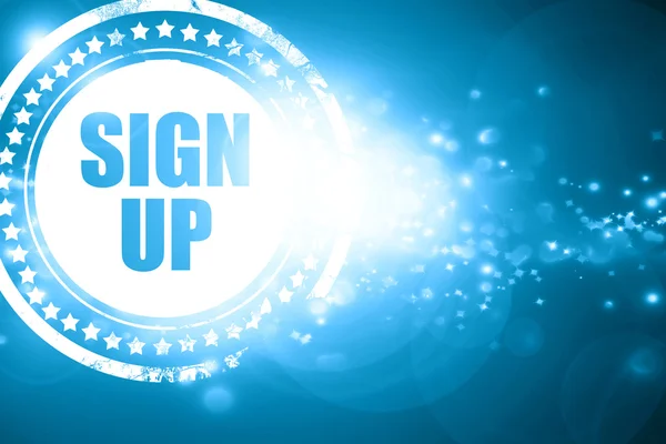 Blue stamp on a glittering background: sign up — Stock Photo, Image