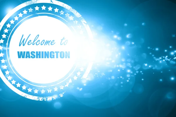 Blue stamp on a glittering background: Welcome to washington — Stock Photo, Image