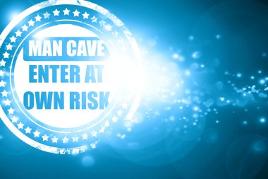 Pırıltılı zemin üzerine mavi pul: adam mağara işareti