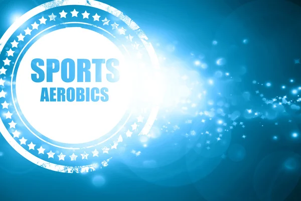 Blå stämpel på en glittrande bakgrund: sports aerobics underteckna tillbaka — Stockfoto