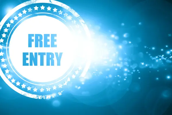 Blue stamp on a glittering background: Free entry sign — Stock Photo, Image