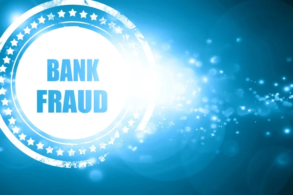 Синяя печать на блестящем фоне: мошенничество в банке — стоковое фото