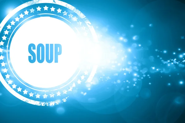 Blue stamp on a glittering background: Delicious soup sign — Stock Photo, Image