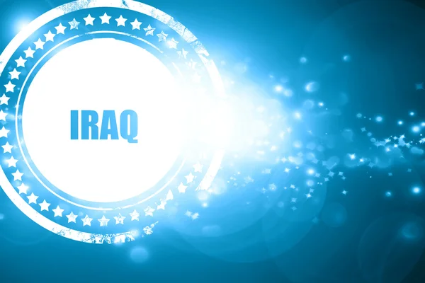 Niebieski znaczek na tle błyszczące: pozdrowienia z Iraku — Zdjęcie stockowe