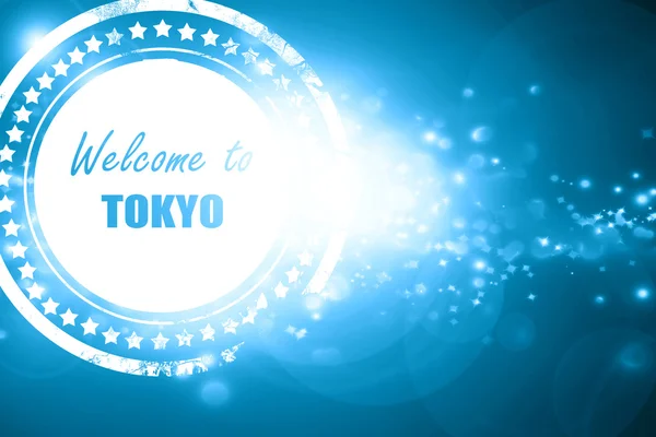 Blauwe stempel op een reflecterende achtergrond: Welkom bij tokyo — Stockfoto