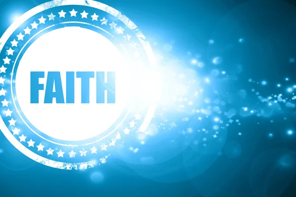 Blue stamp on a glittering background: faith — Stock Photo, Image