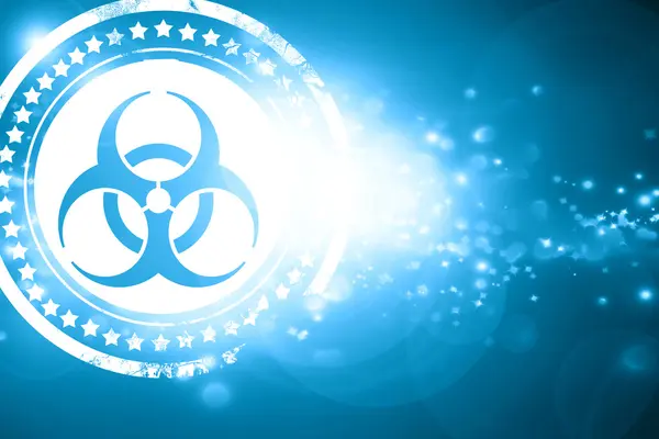 Blue stamp on a glittering background: Bio hazard sign on a grun — Stock Photo, Image