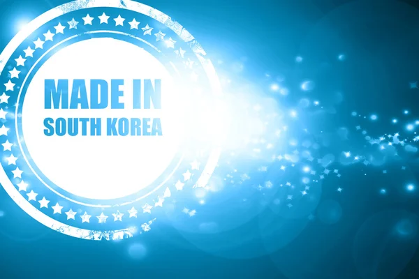 Carimbo azul sobre um fundo brilhante: Feito na Coréia do Sul — Fotografia de Stock