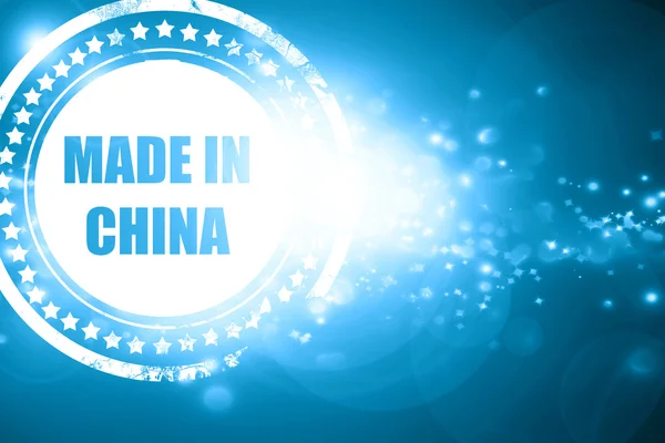 Niebieski znaczek na tle błyszczące: W Chinach — Zdjęcie stockowe