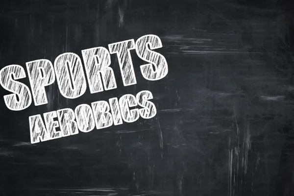 Svarta tavlan skrift: sports aerobics underteckna bakgrund — Stockfoto