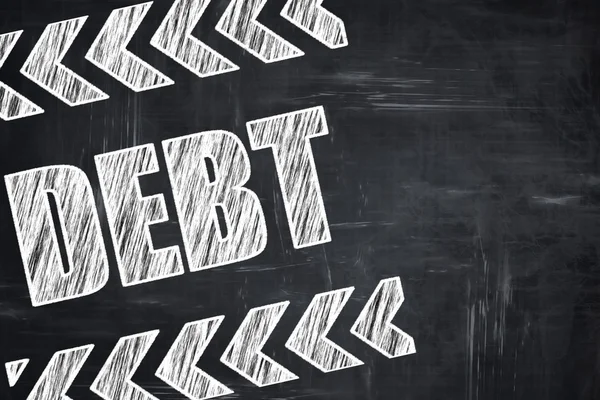 Chalkboard writing: Debt sign with some smooth lines — Stock Photo, Image