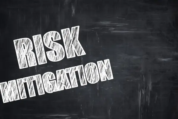 Chalkboard writing: Risk mitigation sign — Stock Photo, Image