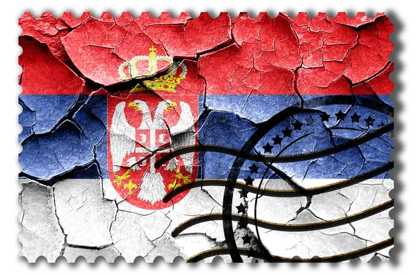 Vlajka Srbska grunge s některými praskliny a retro vzhled — Stock fotografie
