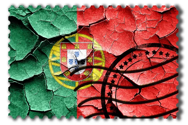 Bandera Grunge Portugal con algunas grietas y aspecto vintage —  Fotos de Stock