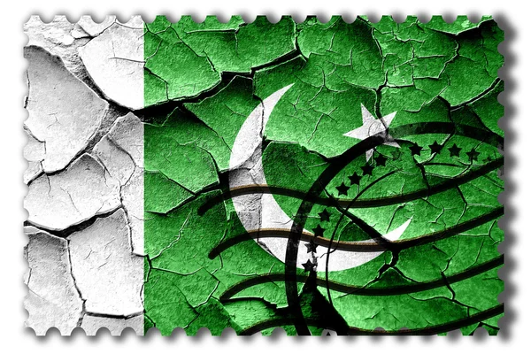 Vlajka Pákistánu grunge s některými praskliny a retro vzhled — Stock fotografie