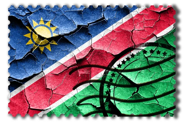 Grunge Namibië vlag met sommige barsten en vintage look — Stockfoto