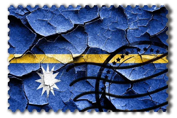 Grunge Nauru bandiera con alcune crepe e look vintage — Foto Stock