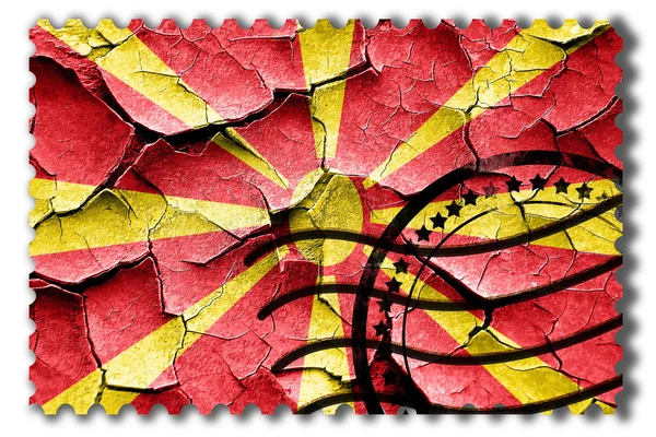 Grunge Macedonia bandiera con alcune crepe e look vintage — Foto Stock