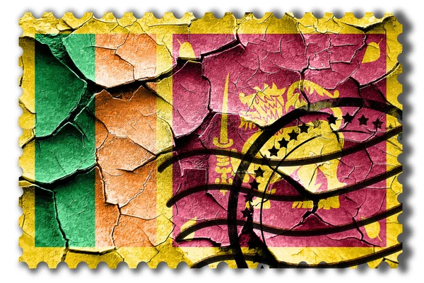Grunge Srí Lanka zászló néhány repedések és a szüreti külsőt — Stock Fotó