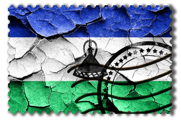 Grunge bandiera Lesotho con alcune crepe e look vintage — Foto Stock