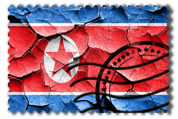 Σημαία του grunge Βόρεια Κορέα με κάποιες ρωγμές και vintage εμφάνιση — Φωτογραφία Αρχείου